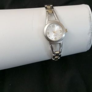 Silver and gold watch